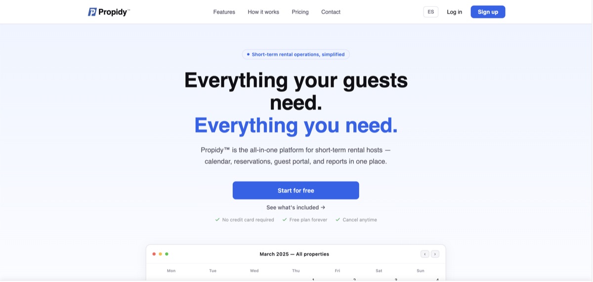 Propidy homepage screenshot